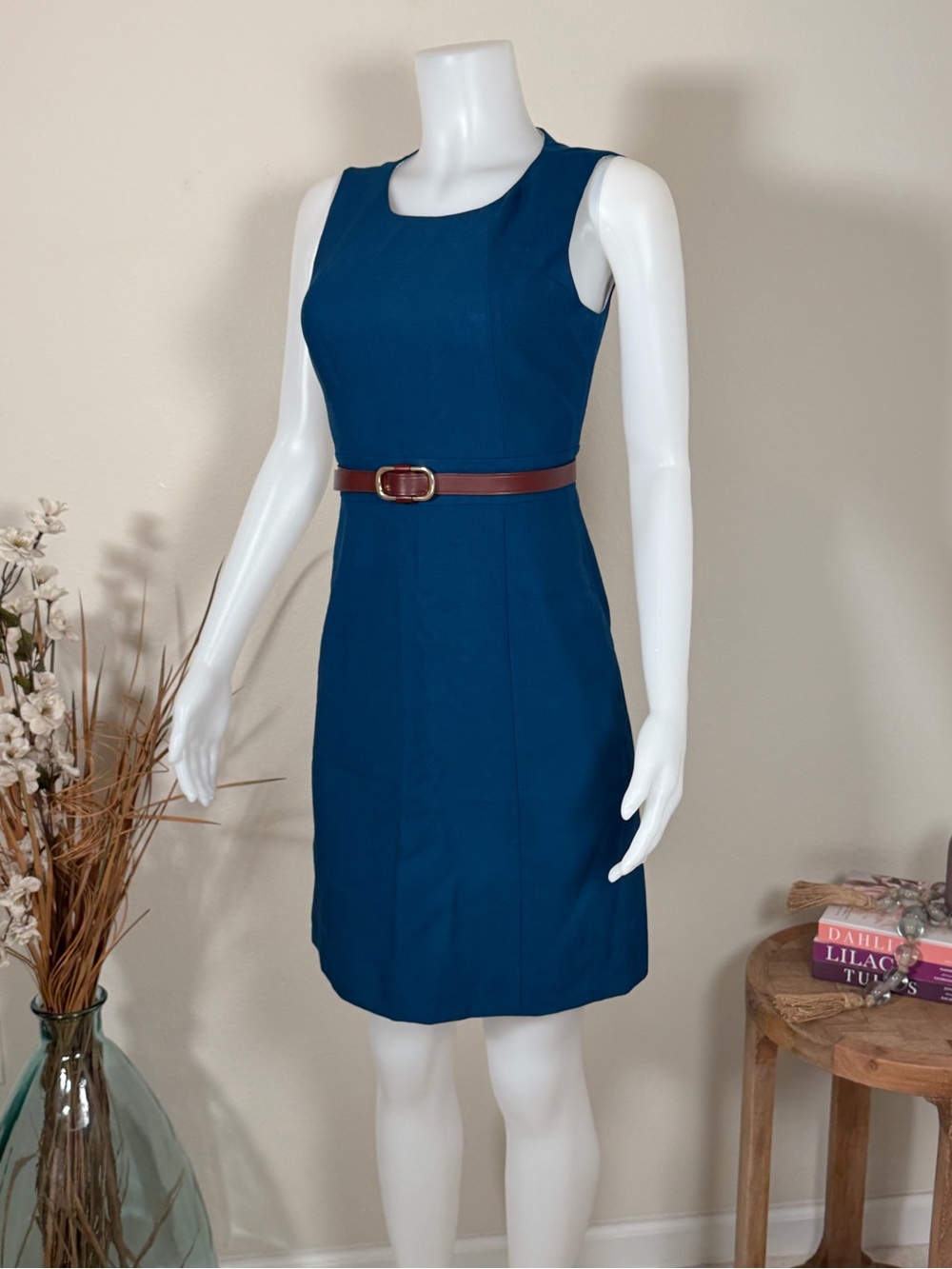 Blue Sleeveless Lined Sheath Dress by Brooks Brothers